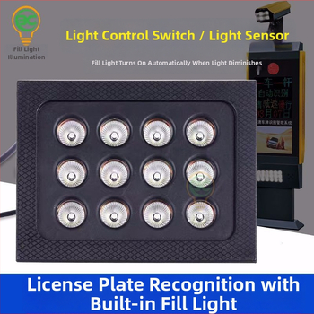 Vnútorné 12W LED osvetlenie pre rozpoznávanie EČV a monitorovanie parkoviska, IP65, 1200 lm, 220 VAC, 6000–6500K