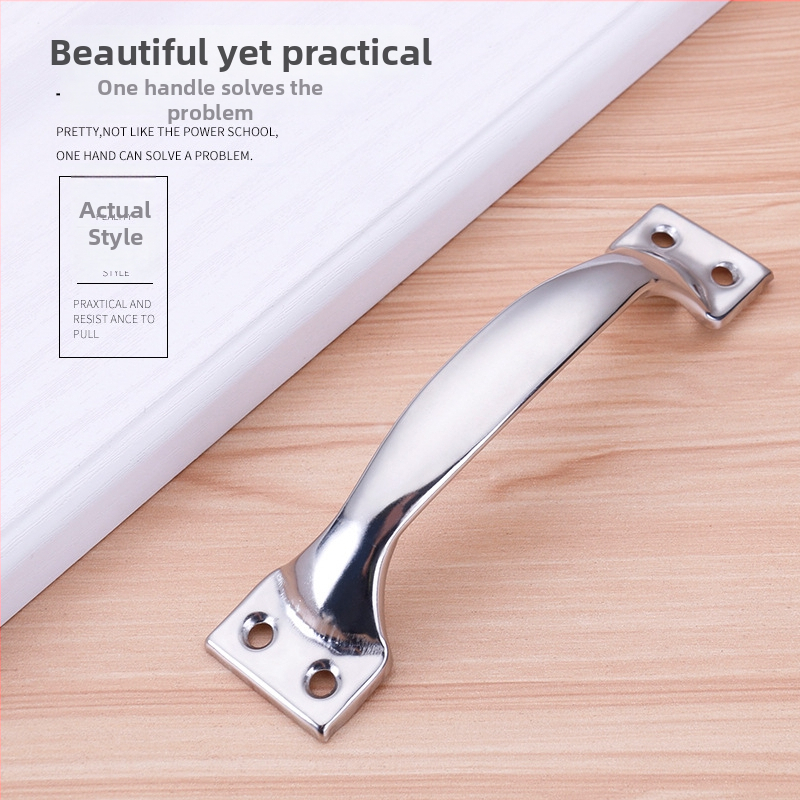 Nerūsējošā tērauda loka formas rokturis skapjiem, atvilktnēm un logiem, pulēta virsma, modelis M, moderns minimālisma stils