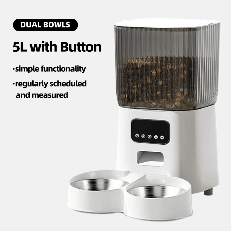 Automatický kŕmovač pre domáce zvieratá s širokouhlým videom, dvojpásmové 5G pripojenie, časovač a dávkovanie, ovládané cez aplikáciu, odnímateľný, pre psy a mačky