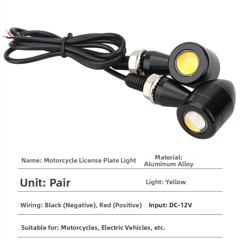 Motociklo numerio ženklų apšvietimas – didelės galios LED Eagle Eye, atbulinės eigos ir įspėjimo šviesa, aliuminis+LED, 12V, universalus