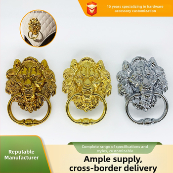 Kľučka na dvere s hlavou leva a veľkým ťahovým krúžkom — zliatina zinku, liatie pod tlakom, nový čínsky štýl, pre skrinky, zásuvky a dvere šatníkovej skrine
