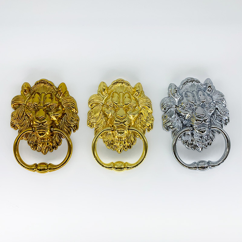 Kľučka na dvere s hlavou leva a veľkým ťahovým krúžkom — zliatina zinku, liatie pod tlakom, nový čínsky štýl, pre skrinky, zásuvky a dvere šatníkovej skrine