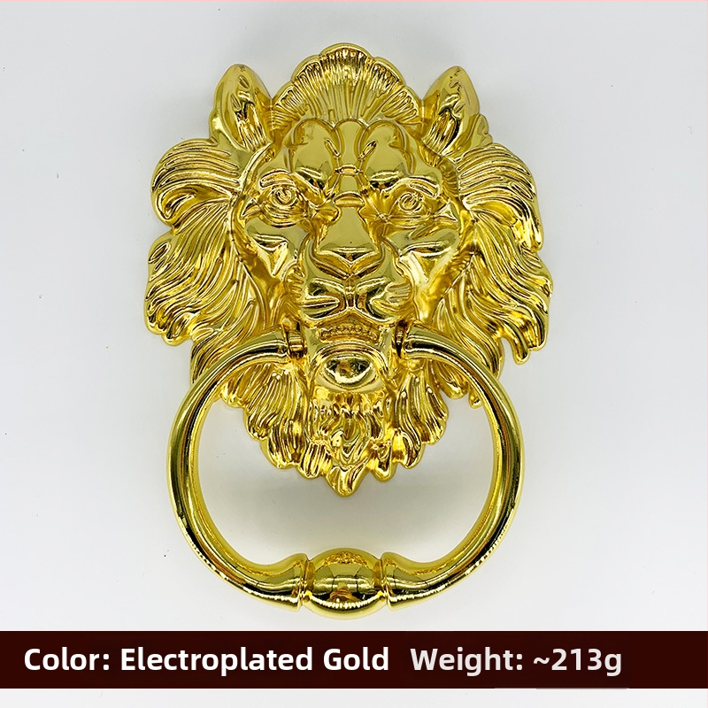 Kľučka na dvere s hlavou leva a veľkým ťahovým krúžkom — zliatina zinku, liatie pod tlakom, nový čínsky štýl, pre skrinky, zásuvky a dvere šatníkovej skrine