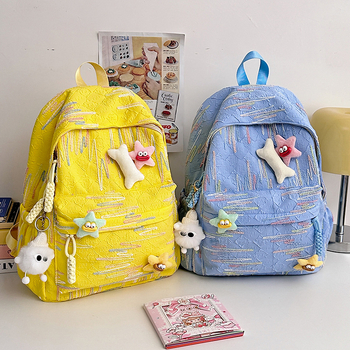 Dievčenský školský batoh v štýle Ins, kompaktný dizajn, zips, Oxford látka, vnútorné podšívky nylon, laminovaná vnútorná kapsa na zips, na každodenné použitie, jar 2025 verzia