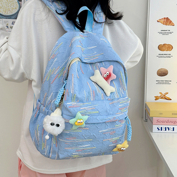 Dievčenský školský batoh v štýle Ins, kompaktný dizajn, zips, Oxford látka, vnútorné podšívky nylon, laminovaná vnútorná kapsa na zips, na každodenné použitie, jar 2025 verzia