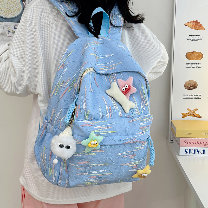 Dievčenský školský batoh v štýle Ins, kompaktný dizajn, zips, Oxford látka, vnútorné podšívky nylon, laminovaná vnútorná kapsa na zips, na každodenné použitie, jar 2025 verzia