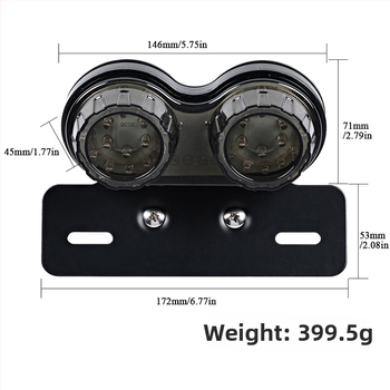 LED zadné svetlo na motocykel MOTOR071, 12V, LED zdroj, životnosť 50000h, univerzálna kompatibilita