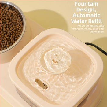 KUCHI Automatický zásobník vody pre domáce zvieratá s oddelením suchého a mokrého a miskou z nerezovej ocele
