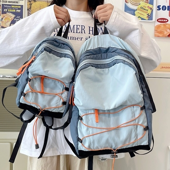 Vonkajšia taška s dvomi popruhmi a šnúrkou, ľahká cestovná taška, Oxford látka s plátnnou podšívkou, unisex, jar 2025