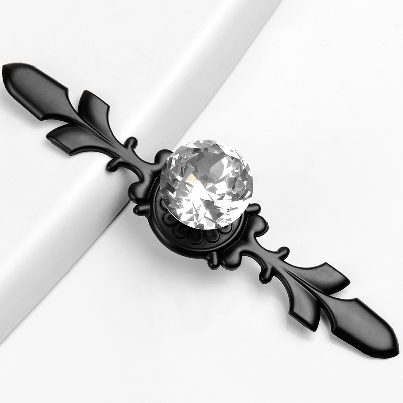 Ťahadlo k zásuvke/skriňa s diamantovým tvarom skla, telo zo zinkovej zliatiny + skla, moderný minimalistický štýl, elektroplátovanie