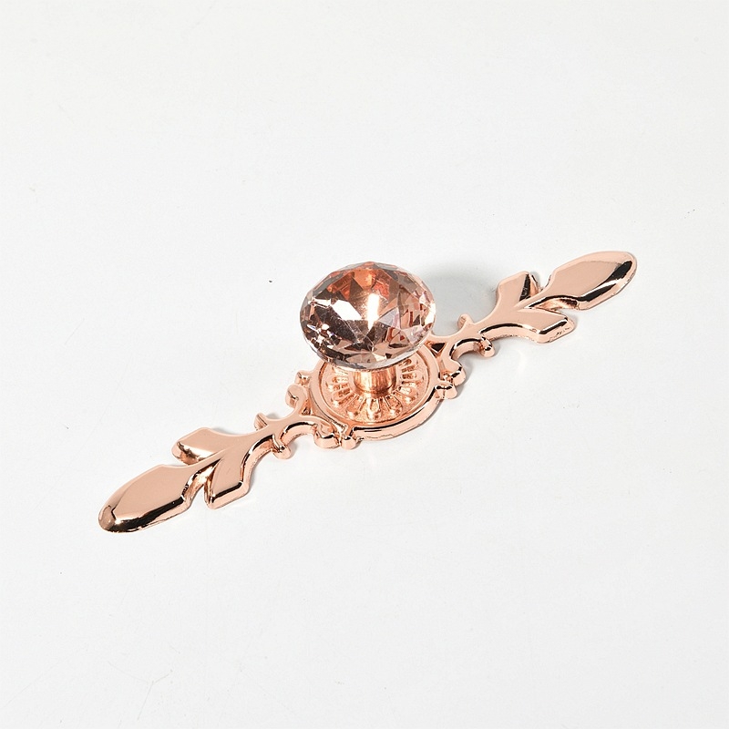 Ťahadlo k zásuvke/skriňa s diamantovým tvarom skla, telo zo zinkovej zliatiny + skla, moderný minimalistický štýl, elektroplátovanie