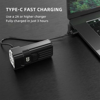 Prednje svjetlo za bicikl s prikazom snage, 2000 lm, IPX5, pet razina podešavanja, dugi domet