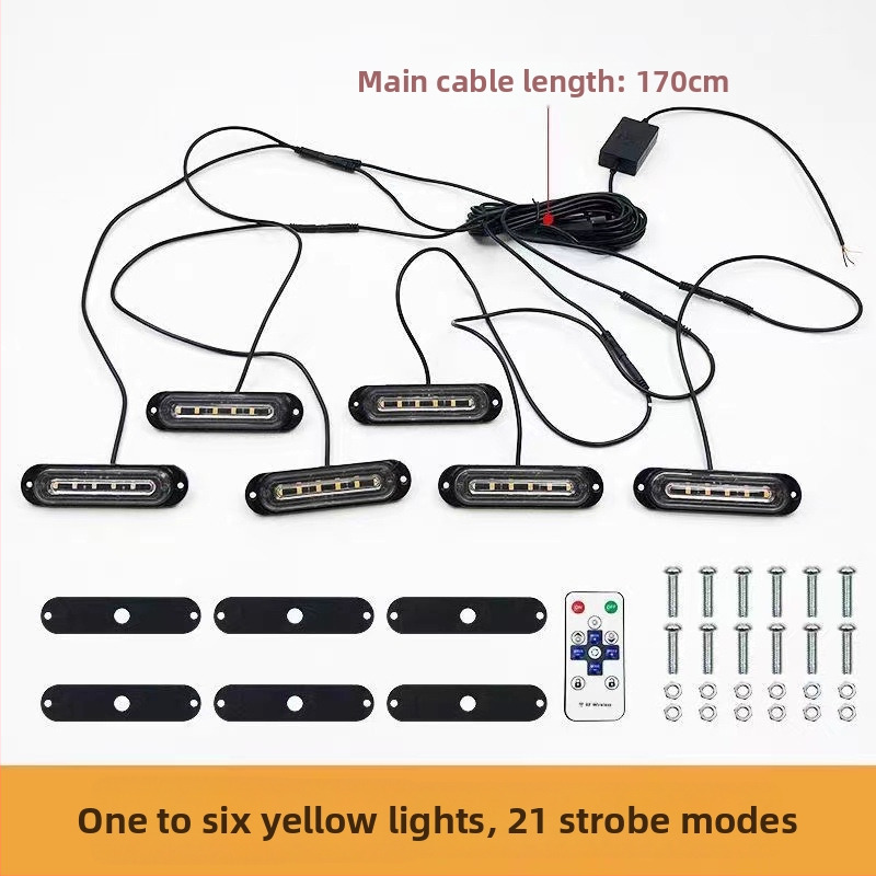 LED výstražné svetlo pre mriežku nákladného auta, 12V-24V, vysoká jasnosť, vodeodolné, žlté, univerzálne