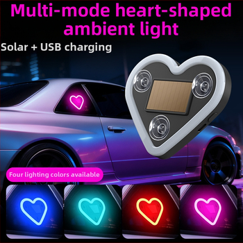 Automobilová atmosférická LED svetelná dekorácia na C-stĺp, trojuholníkové srdce, bezdrôtové neónové osvetlenie, ABS materiál, 0,5 W pri 5 V, prísavkové uchytenie, univerzálne použitie
