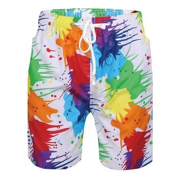 Pánske plážové nohavice – letné šortky s potlačou, 100% polyester, zmes chemických vlákien