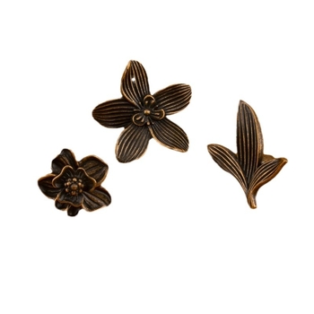 Rukoväť na skriňu v tvare lupene so samostatným otvorom, zliatina zinku, elektroplátovaná Kadillon 6149