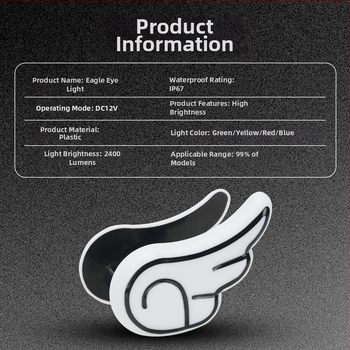 Motocykel svetlo DRL163 s krídlovým orlím okom (12V, plast)