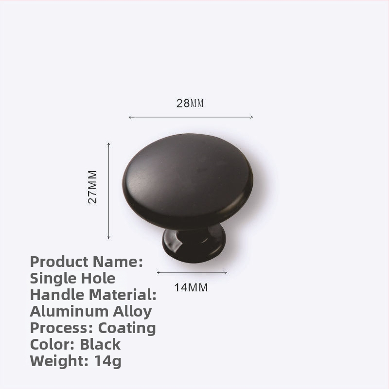 Nábytková rukoväť - hliníková zliatina a zliatina zinku, hlava hubovitého tvaru, kruhová s jednou dierou, model KY-811, elektrolytické úpravy