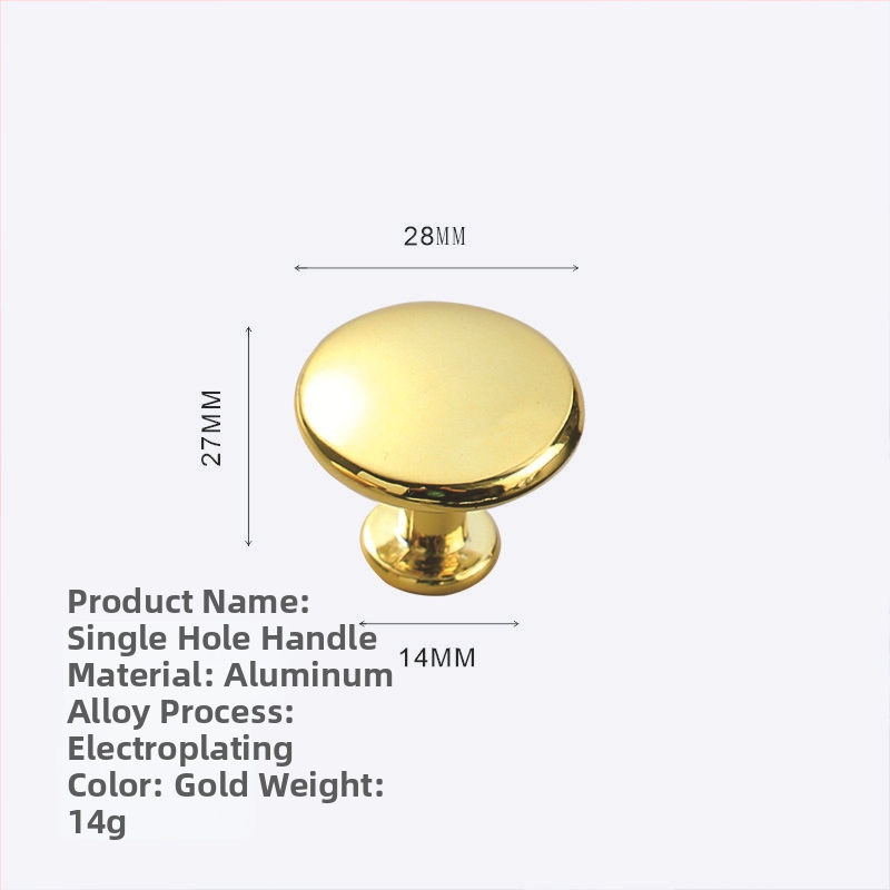 Nábytková rukoväť - hliníková zliatina a zliatina zinku, hlava hubovitého tvaru, kruhová s jednou dierou, model KY-811, elektrolytické úpravy