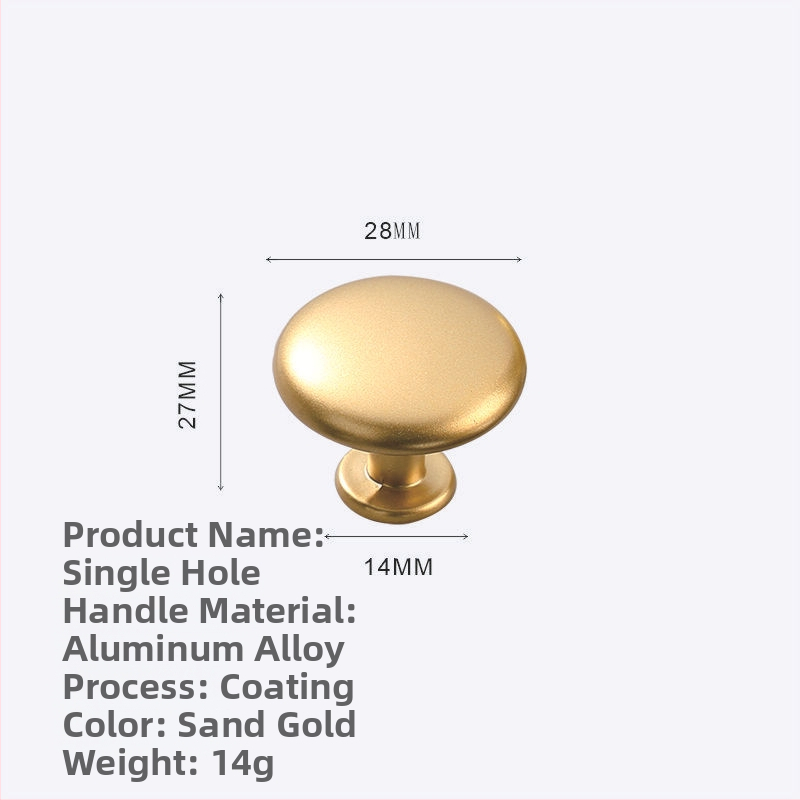 Nábytková rukoväť - hliníková zliatina a zliatina zinku, hlava hubovitého tvaru, kruhová s jednou dierou, model KY-811, elektrolytické úpravy