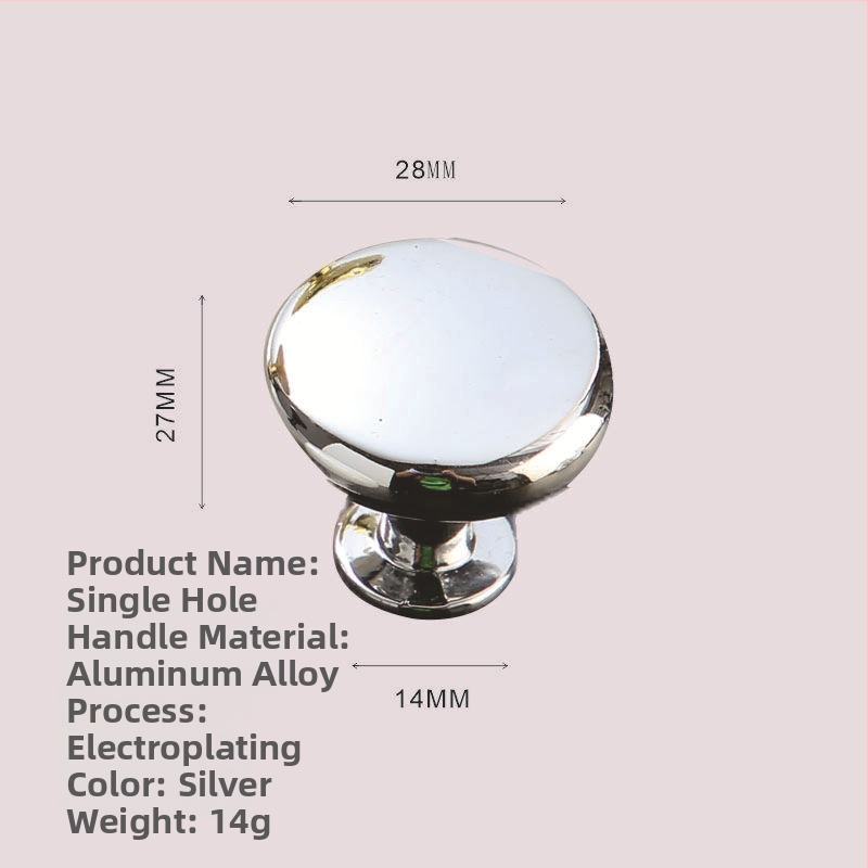 Nábytková rukoväť - hliníková zliatina a zliatina zinku, hlava hubovitého tvaru, kruhová s jednou dierou, model KY-811, elektrolytické úpravy