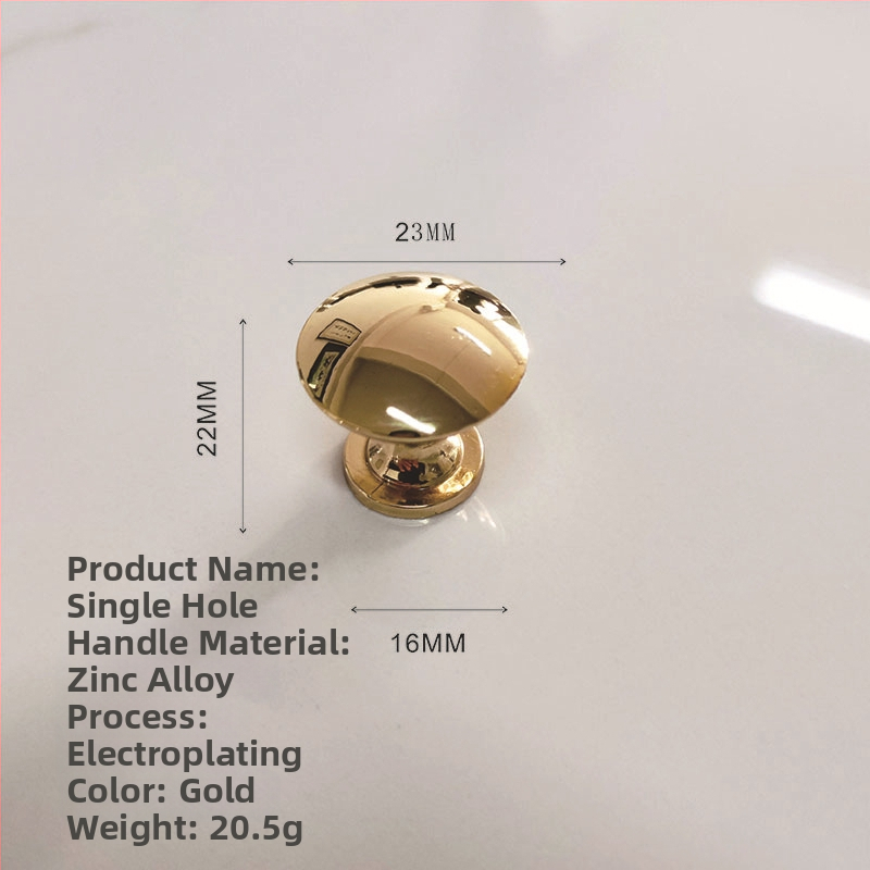 Nábytková rukoväť - hliníková zliatina a zliatina zinku, hlava hubovitého tvaru, kruhová s jednou dierou, model KY-811, elektrolytické úpravy