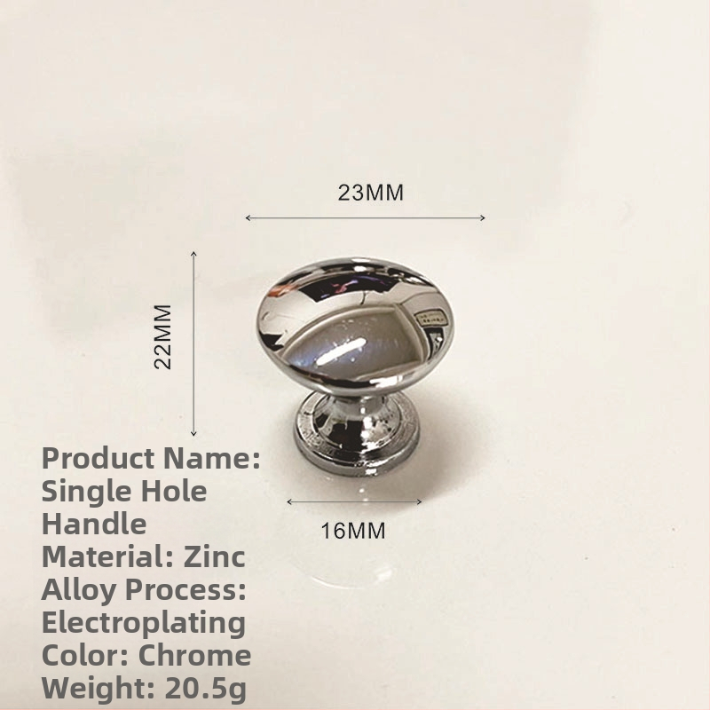 Nábytková rukoväť - hliníková zliatina a zliatina zinku, hlava hubovitého tvaru, kruhová s jednou dierou, model KY-811, elektrolytické úpravy