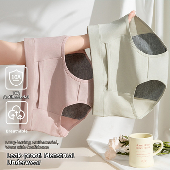 Ženské menštruačné nohavičky, vysoký pás, proti úniku, hlavný materiál 95% bavlna, podšitie 100% bavlna
