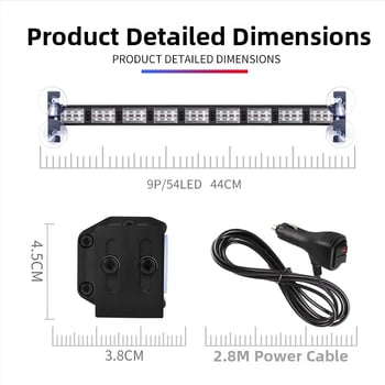 LED pásové svetlo pre vozidlá – farebne meniace varovné svetlo a stroboskop, model DGN-9*2, 72W, 9-30V, 3A, PC+LED