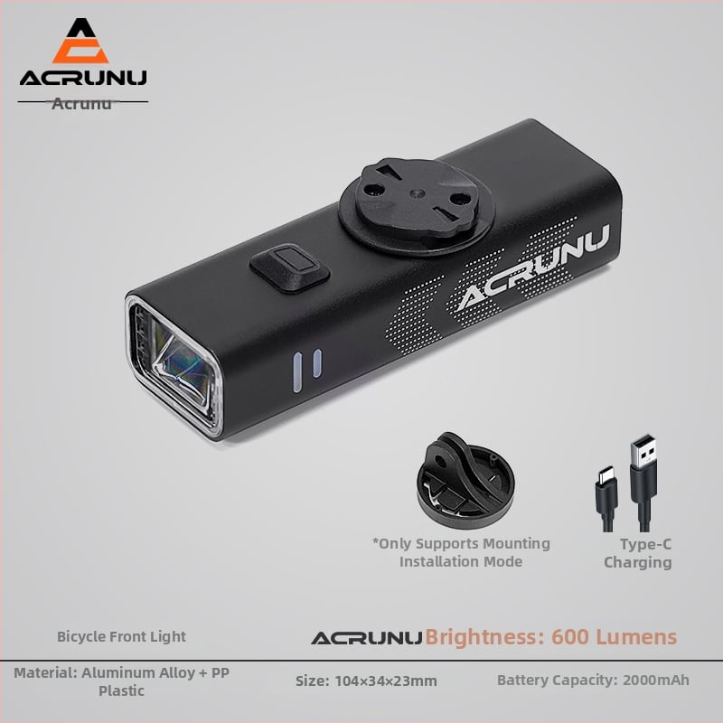 ACRUNU predné bicyklové svetlo so širokým lúčom – nepremokavé, 110 g, rozmery 10.4×3.4×2.3 cm
