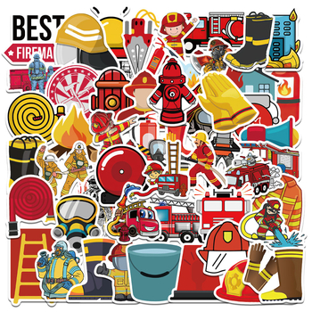 Ji Xiaoxiao – 50 kusov samolepiek s témou hasenia požiaru (hasičské auto, hasič) – roztomilý štýl, tlačená výroba