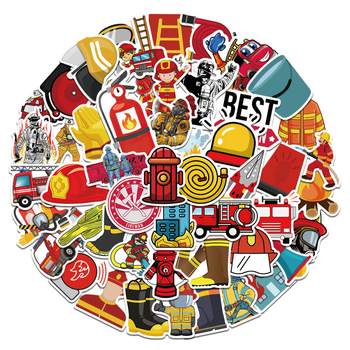 Ji Xiaoxiao – 50 kusov samolepiek s témou hasenia požiaru (hasičské auto, hasič) – roztomilý štýl, tlačená výroba