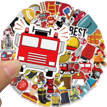 Ji Xiaoxiao – 50 kusov samolepiek s témou hasenia požiaru (hasičské auto, hasič) – roztomilý štýl, tlačená výroba