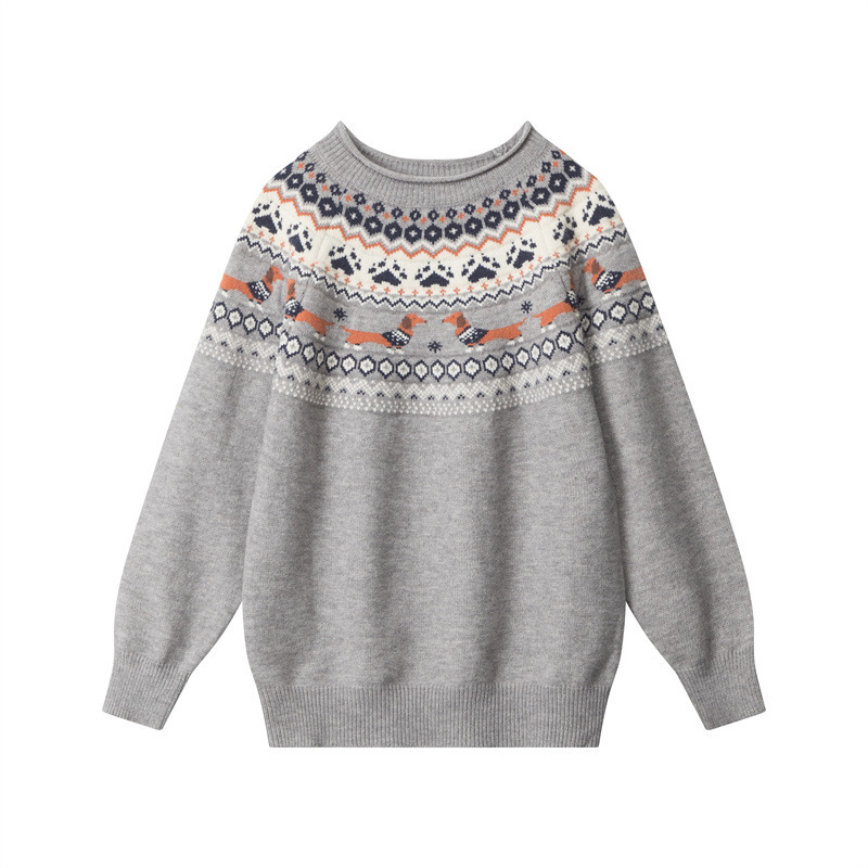 Pulover Harajuku Jacquard Slobodan kroj Okrugli izrez