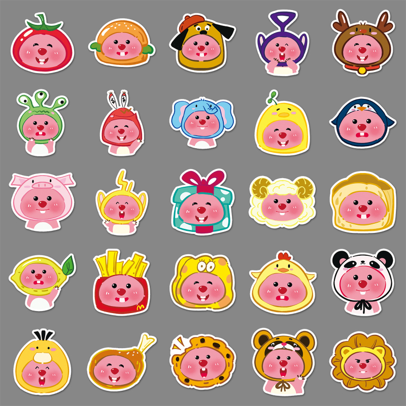 50 kusov samolepiek Loopy hláv na auto, fľašu na vodu, batožinu a kryt telefónu — Značka Shi Qin, Produktové číslo TZ-KTLBT-990; Lepí sa: Áno; IP ochrana: Nie; Štýl: Roztomilý