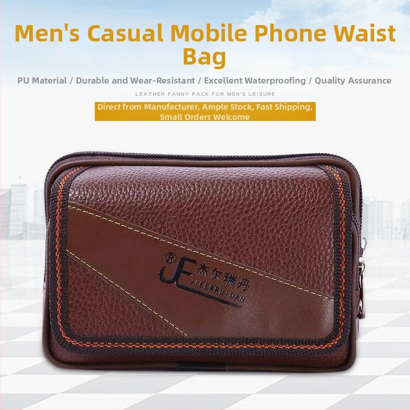 Vyriška diržo rankinė iš PU odos, vandeniui atspari, horizontalus dizainas, miesto minimalistinis stilius