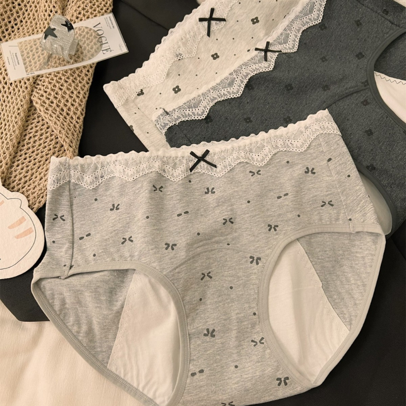 Dámske menštruačné nohavičky s ochranou proti úniku, stredný pás, 100% bavlna s antibakteriálnou úpravou, celá bavlnená podšívka