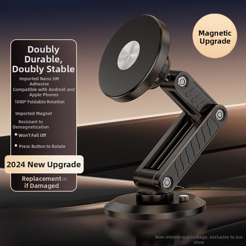 Držiak na telefón do palubnej dosky auta s magnetickým upevnením a skladacím dizajnom – univerzálny, montáž lepením