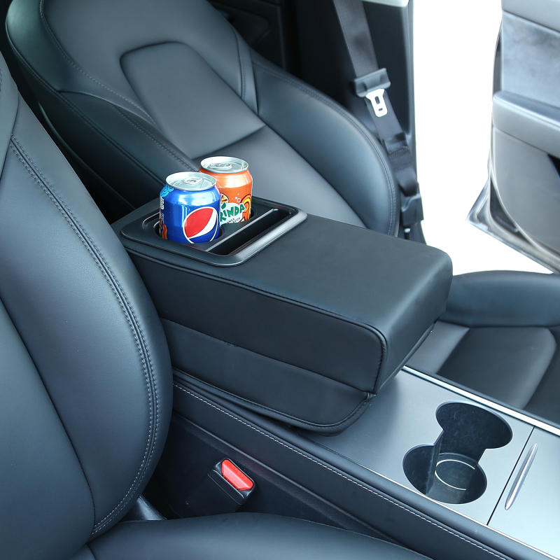 Capac pentru cotieră pentru Tesla Model 3/Y, din piele, cu suport pentru pahar, model te3520, asistență la instalare