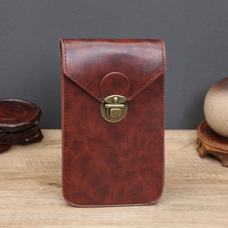 Vyriska juosmens telefono krepšys, vertikalus (PU oda; atsparus vandeniui; stilius: verslo kelionė; lytis: vyras; kategorija: juosmens dėklas)