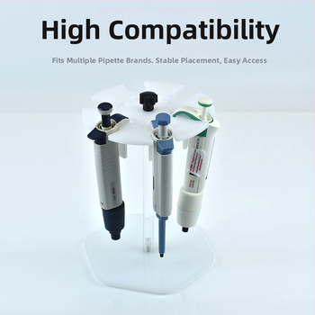 Držiak na pipety z organického akrylu, Z-tvar, na stenu, s 5 držiakmi, plochá doska, laserové rezanie