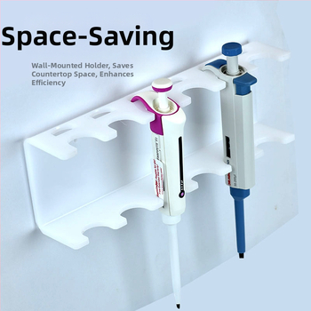 Držiak na pipety z organického akrylu, Z-tvar, na stenu, s 5 držiakmi, plochá doska, laserové rezanie