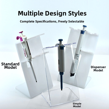 Držiak na pipety z organického akrylu, Z-tvar, na stenu, s 5 držiakmi, plochá doska, laserové rezanie