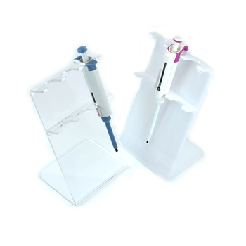 Držiak na pipety z organického akrylu, Z-tvar, na stenu, s 5 držiakmi, plochá doska, laserové rezanie