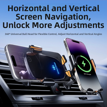 Bezdrôtový nabíjač do auta a držiak na telefón s navigáciou – 20W bezdrôtové nabíjanie, automatická indukcia, elektrické uchytenie, univerzálna kompatibilita