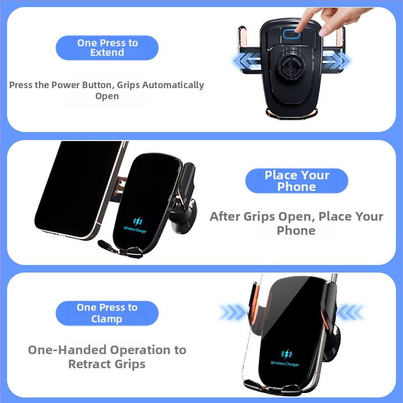 Bezdrôtový nabíjač do auta a držiak na telefón s navigáciou – 20W bezdrôtové nabíjanie, automatická indukcia, elektrické uchytenie, univerzálna kompatibilita