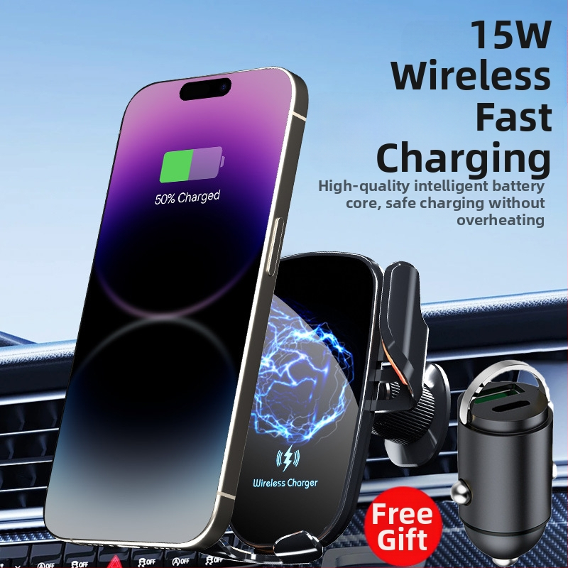 Bezdrôtový nabíjač do auta a držiak na telefón s navigáciou – 20W bezdrôtové nabíjanie, automatická indukcia, elektrické uchytenie, univerzálna kompatibilita