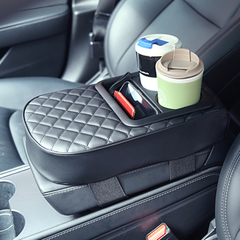 PU ādas automašīnas rokas atbalsta spilvens ar krūzes turētāju, uzglabāšanas paplašinājums, vispārējai lietošanai, universāls visu gadalaiku