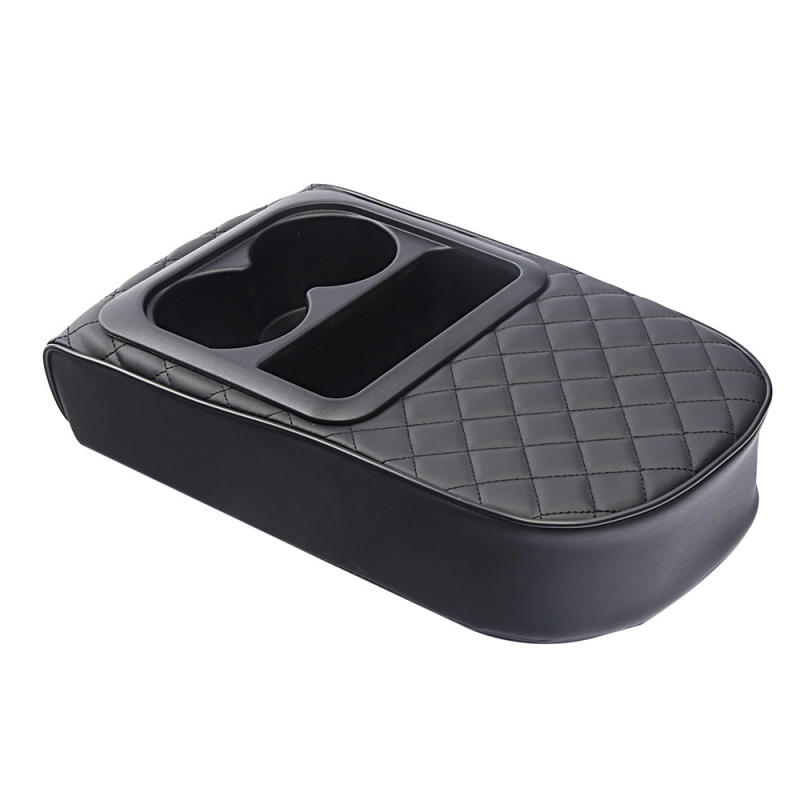 PU ādas automašīnas rokas atbalsta spilvens ar krūzes turētāju, uzglabāšanas paplašinājums, vispārējai lietošanai, universāls visu gadalaiku