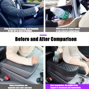 Podložka lakťa do auta so zvýšením, guľatá hlava, základný štýl, kožená, univerzálne vozidlo, držiak na papierové utierky a pohár, štyri v jednom
